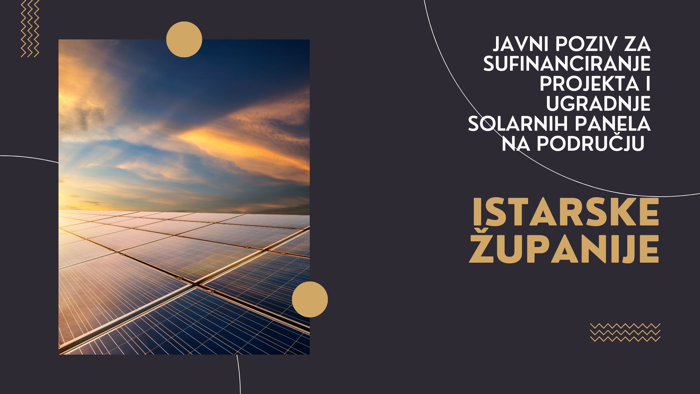 Javni poziv za sufinanciranje projekta i ugradnje solarnih panela na području Istarske Županije