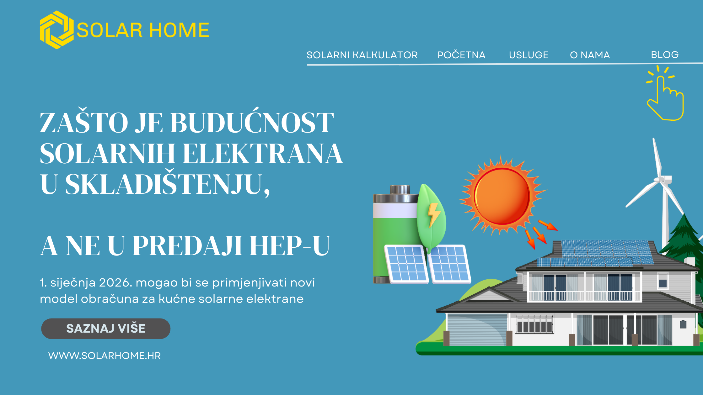 house with solar panels and green battery for storage