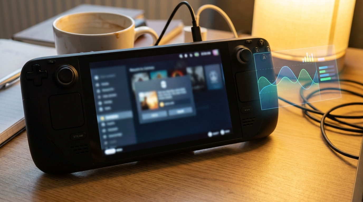 Illustration of tuning settings and monitoring performance on handheld.